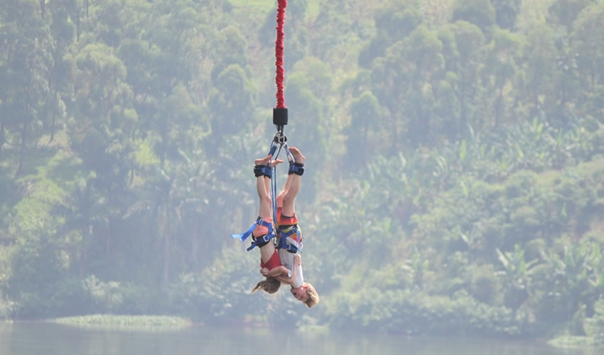 Bungee Jumping Into The River Nile In Uganda